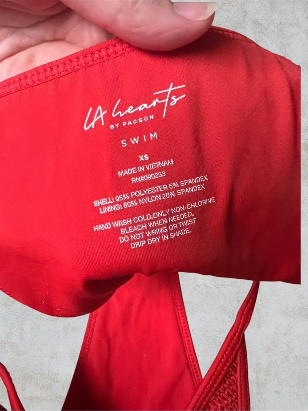 La Hearts Red High-Cut Textured Swim Bottom